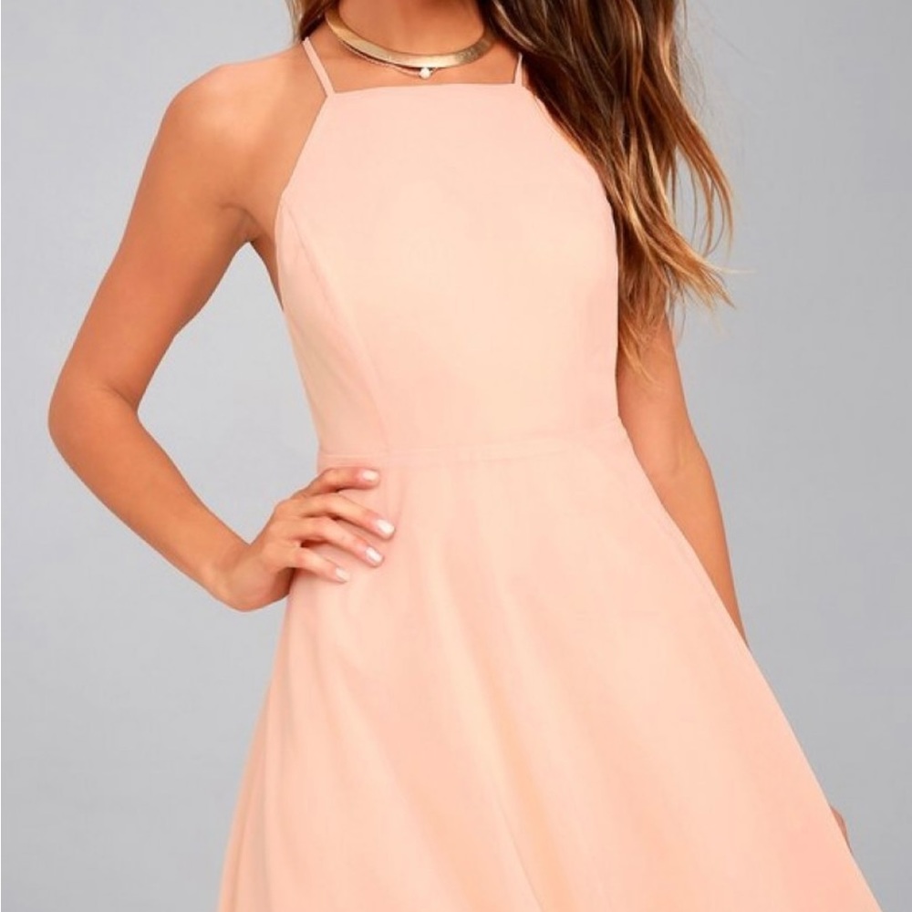 Blush Pink Backless Skater Dress size small nwt